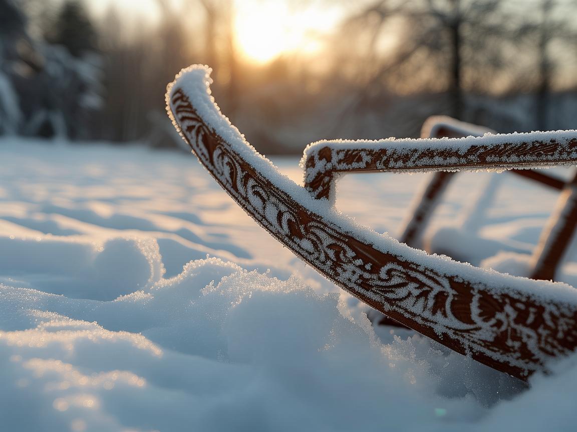 雪橇上的金属印记，冬日里的坚韧与温情