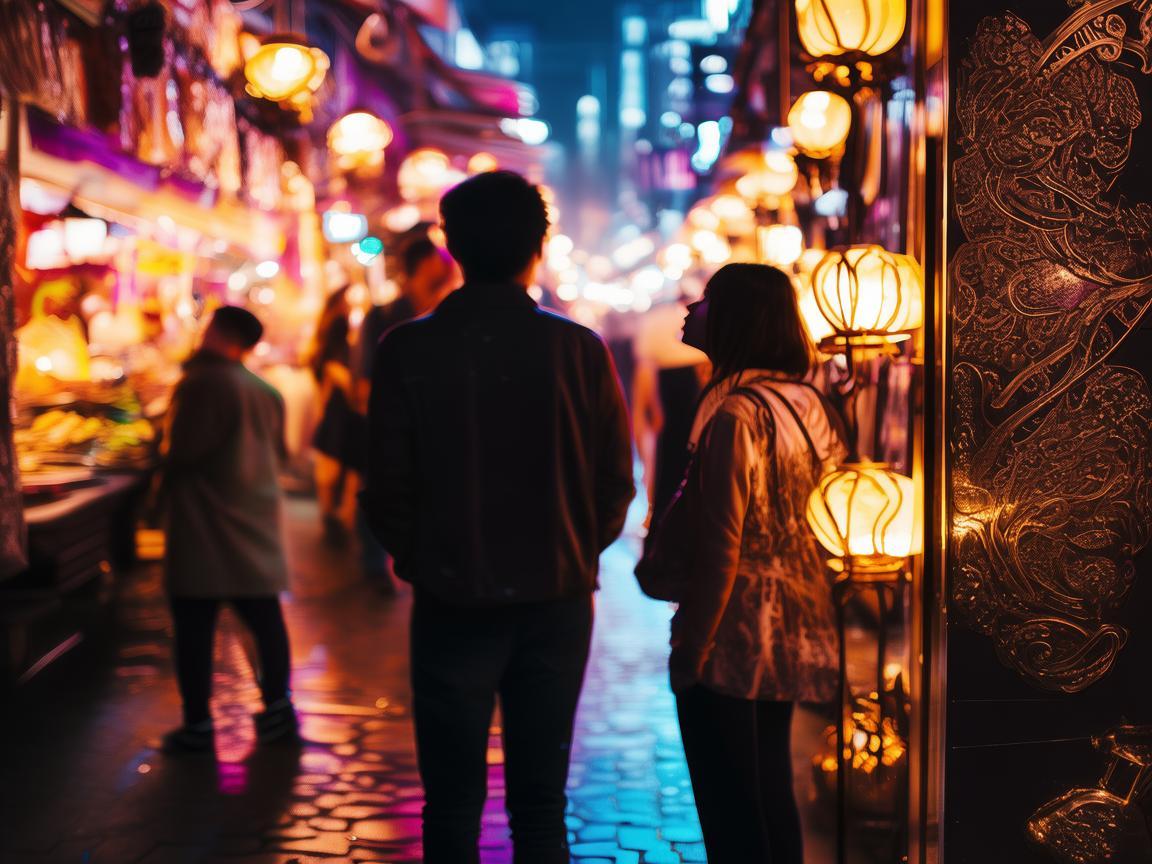 夜市烟火下的动漫奇缘，金属艺术与梦幻邂逅