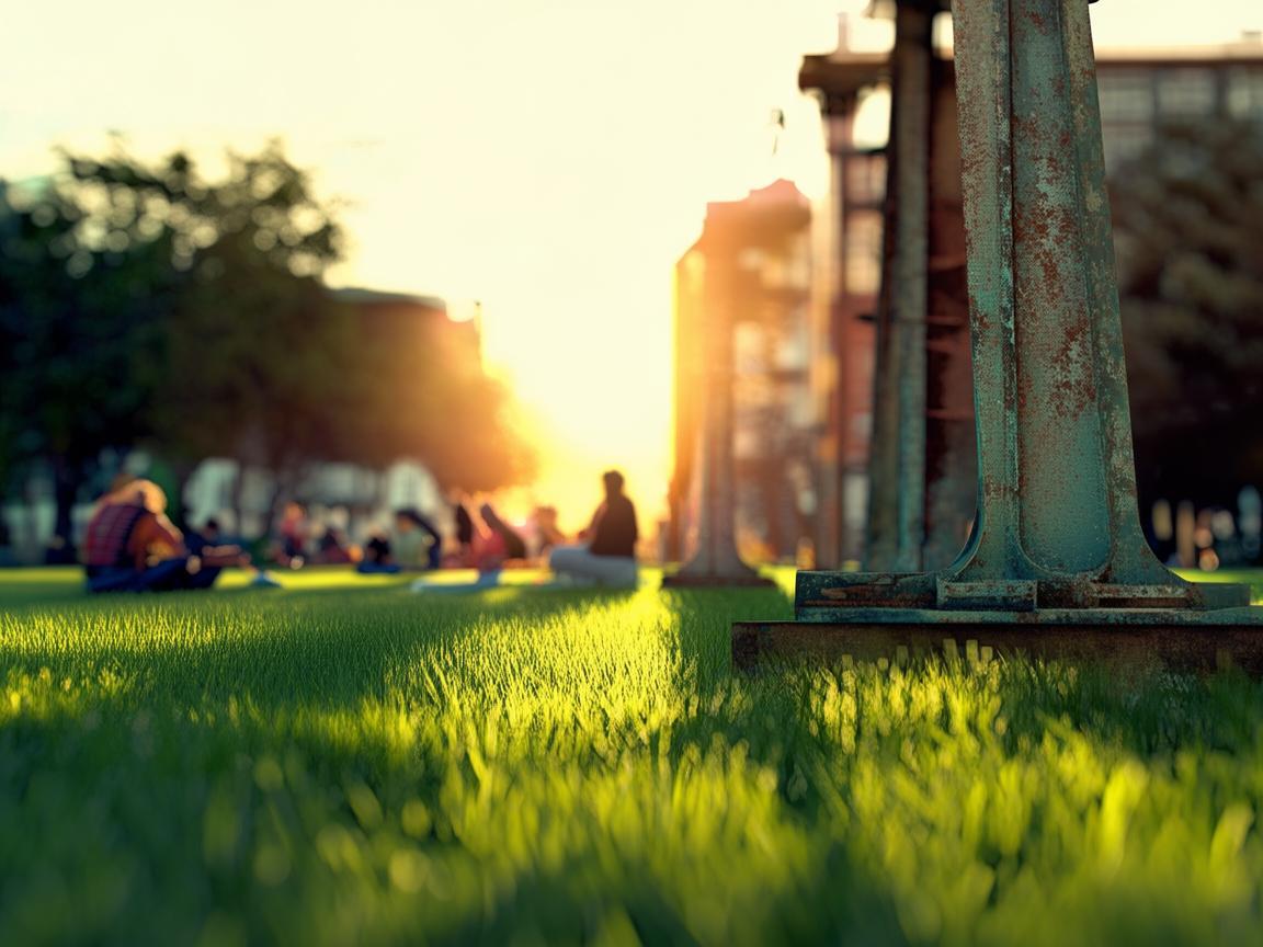 绿地广场的金属记忆,草坪上的时光剪影