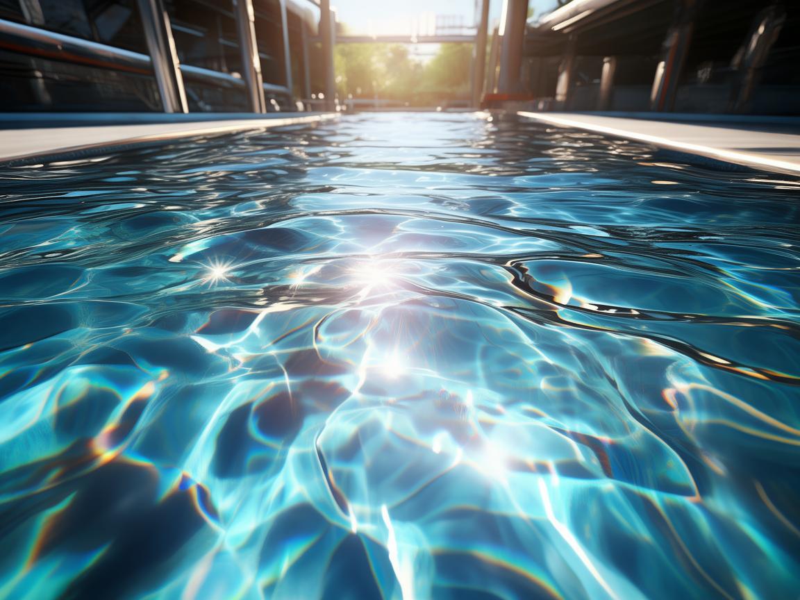 金属之下，泳池波光