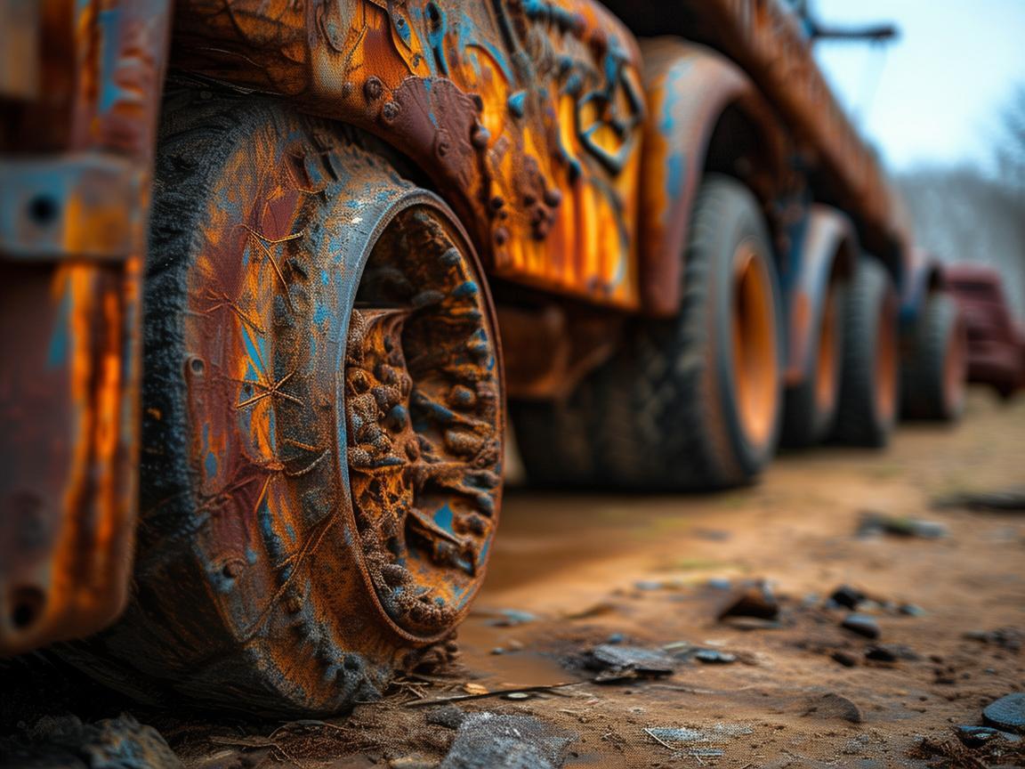 重型货车下的金属艺术,坚韧与生活的交响曲