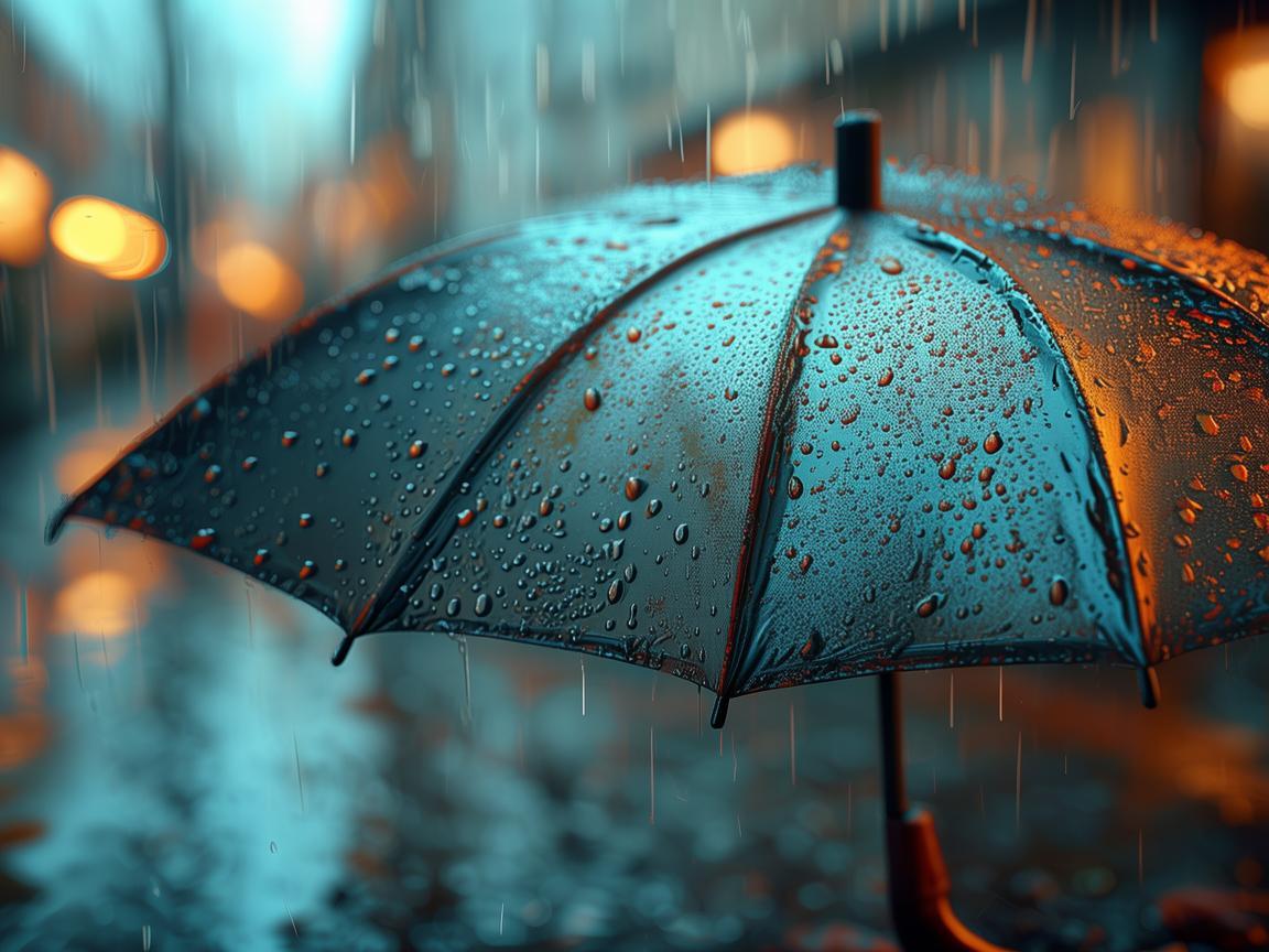 雨伞下的金属韵律，生活中的坚韧与温柔