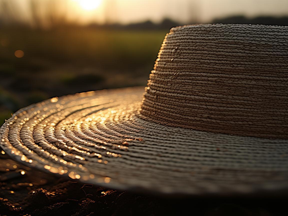 草帽下的金属光辉,生活中的坚韧与诗意 草帽下的金属光辉,生活中的坚韧与诗意