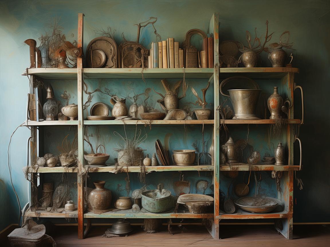 储物架上的时光印记,金属艺术与生活的交响曲 储物架上的时光印记,金属艺术与生活的交响曲