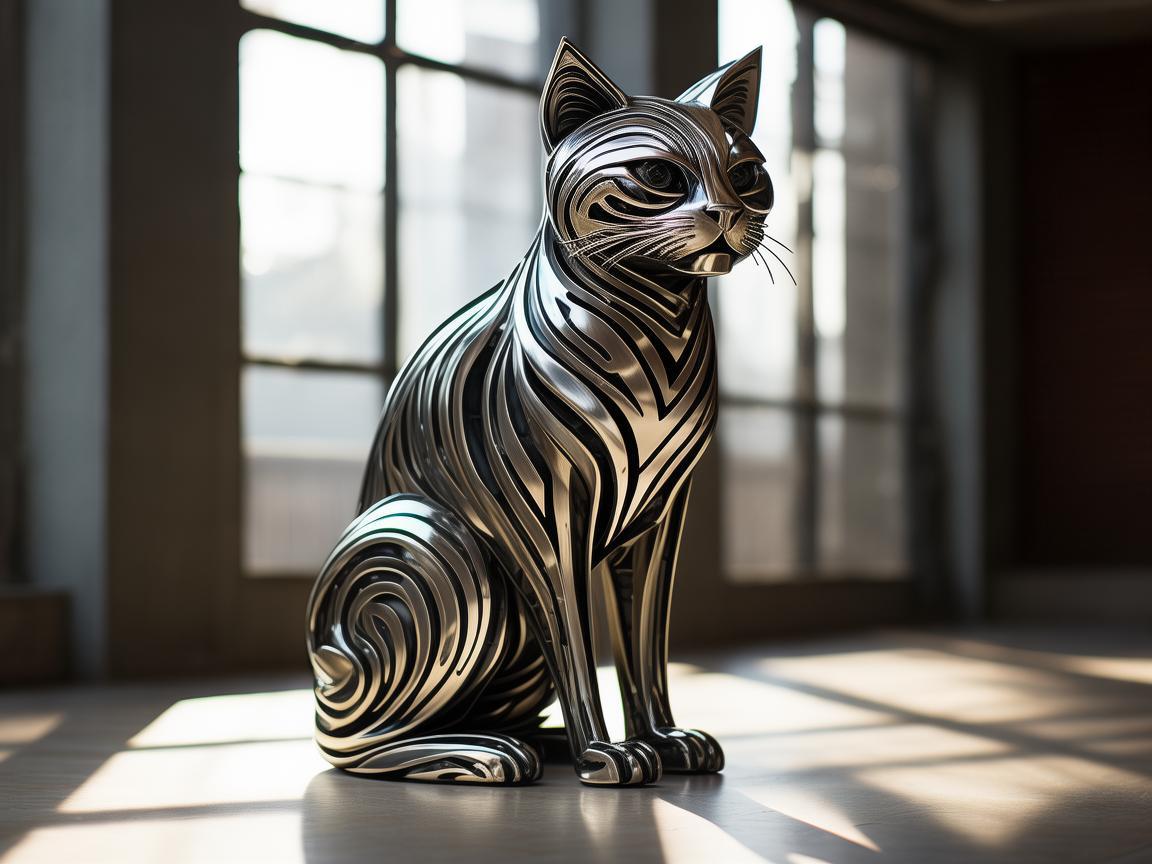 猫砂盆的金属艺术，生活中的坚固与温柔