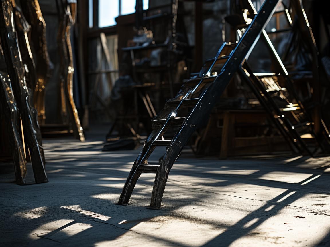 伸缩梯上的光影,金属艺术家的生活剪影 伸缩梯上的光影,金属艺术家的生活剪影