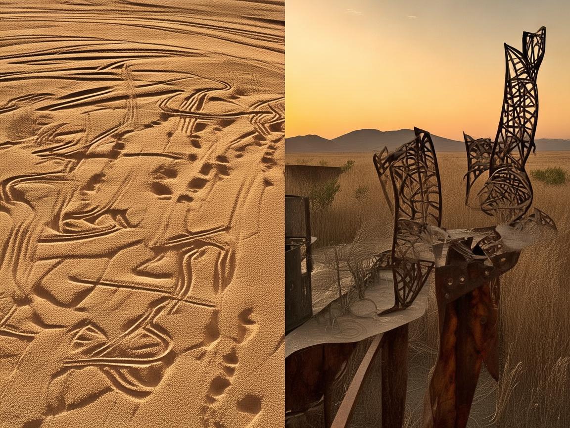 沙地车辙,金属艺术家的生活印记 沙地车辙,金属艺术家的生活印记