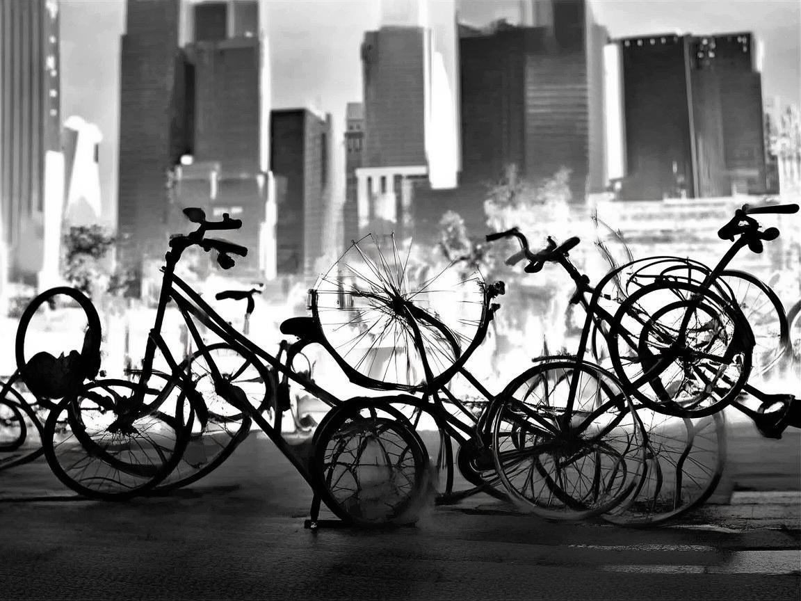 共享单车,城市金属脉动中的艺术剪影 共享单车,城市金属脉动中的艺术剪影