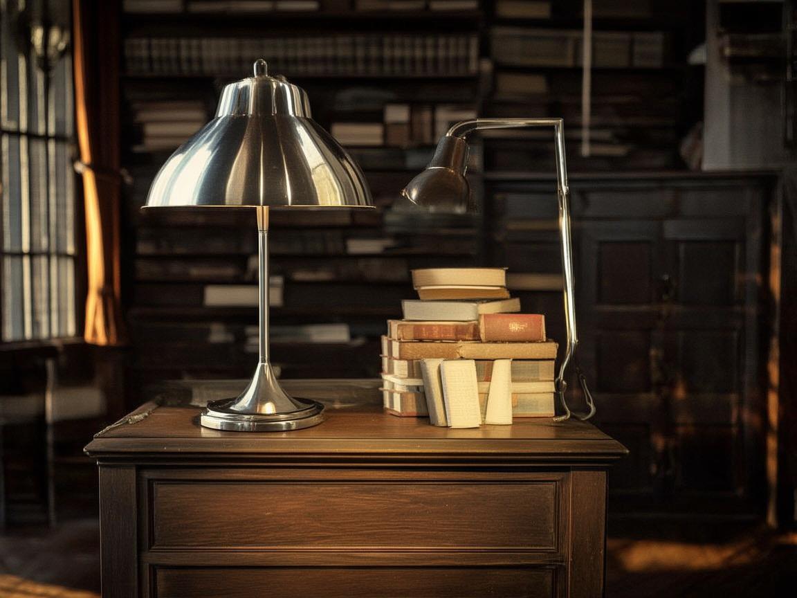 金属光影下的静谧时光，书房台灯的诗意生活