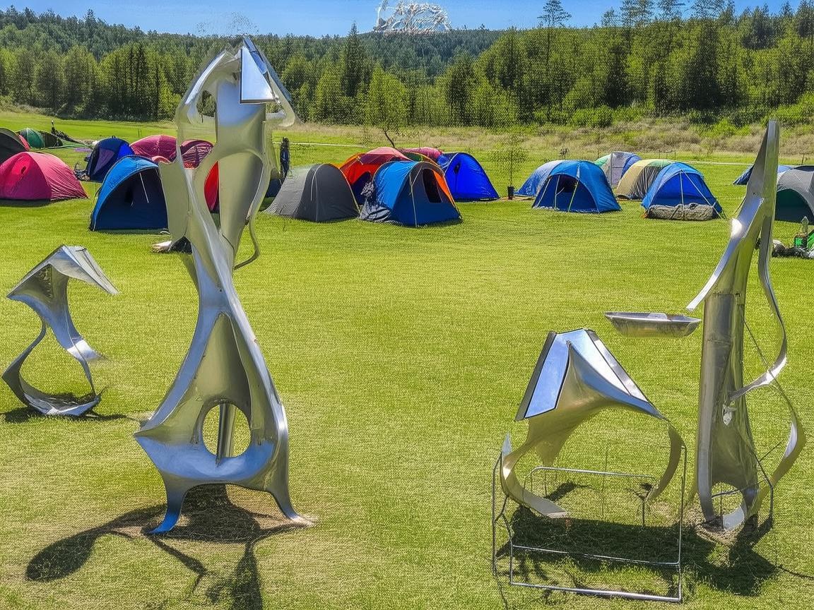 露营地帐篷区，金属艺术下的别样生活印记