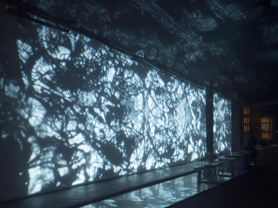 金属光影，会议室投影幕下的艺术沉思