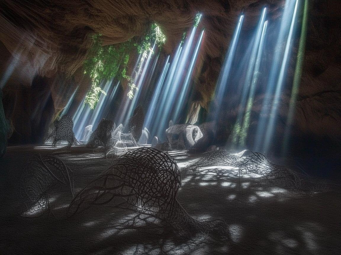 山洞里的光影，金属艺术与生活的交响曲