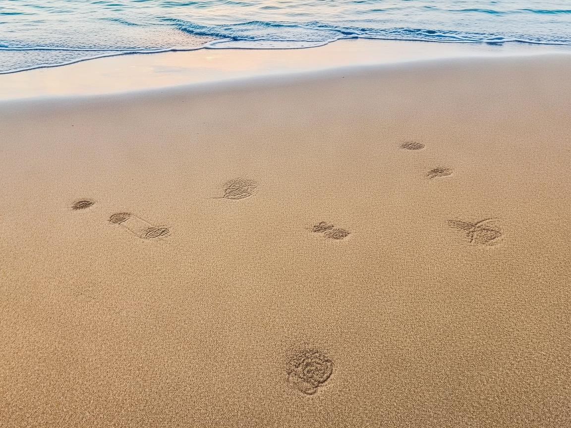 海滩上的金属印记，凝固的时光与沙的对话