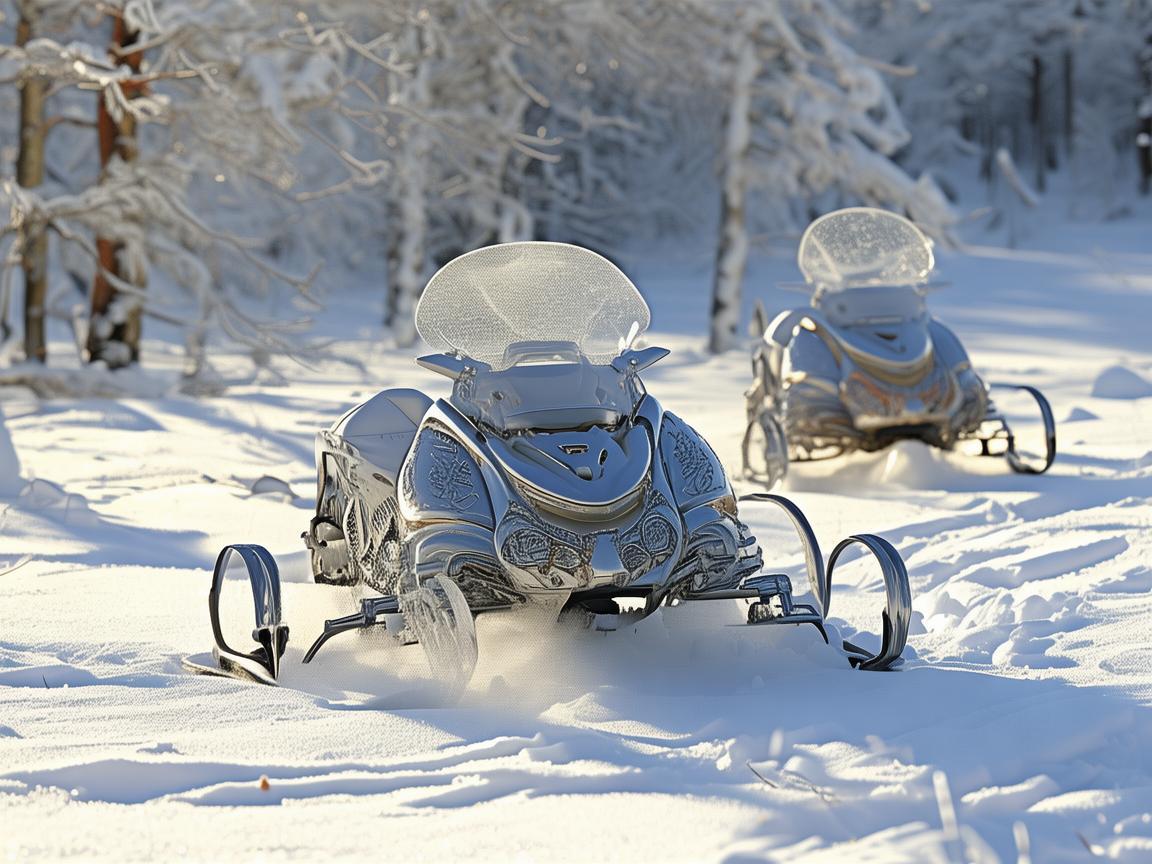雪地之舞,金属艺术与雪地车的冬日交响曲