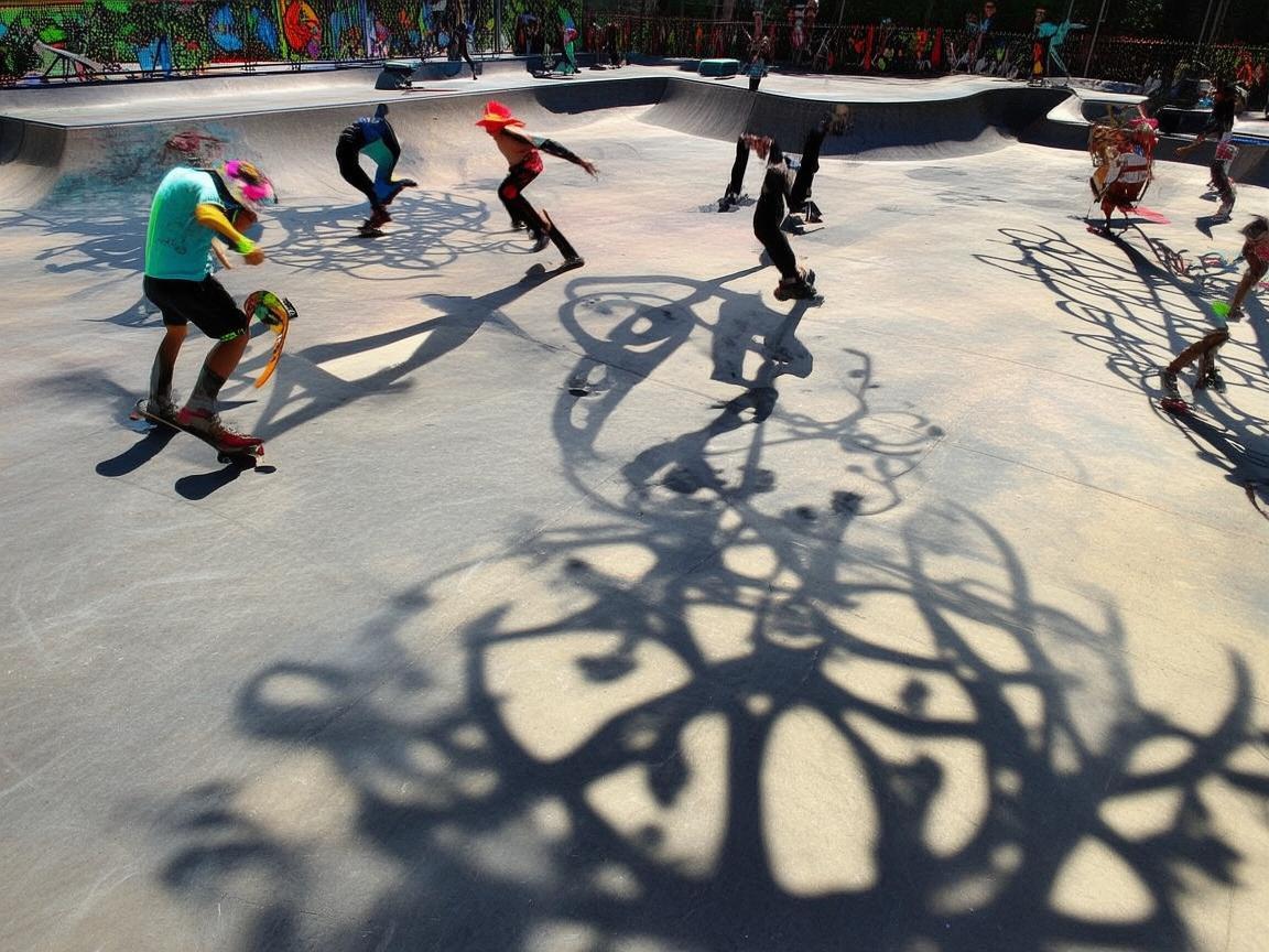 滑板公园，金属艺术下的热血律动