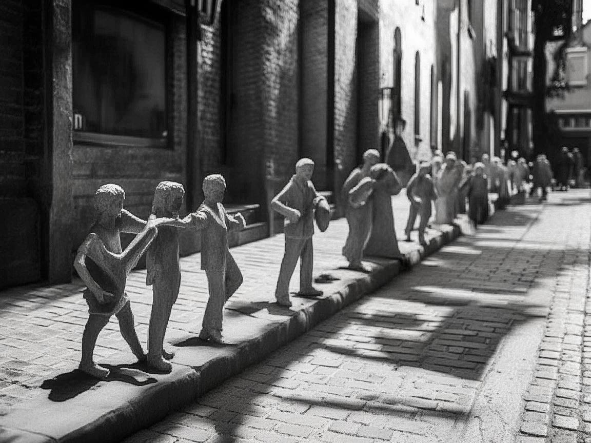 步行街雕塑，凝固的生活乐章