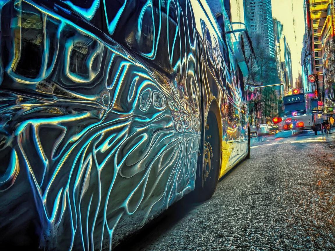 低地板公交车，城市脉动的金属韵律