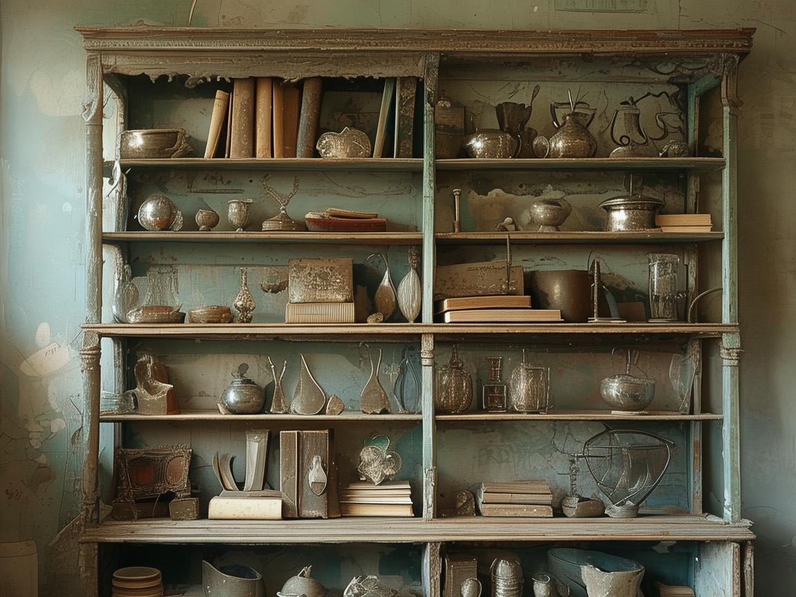 储物架上的时光印记，金属艺术与生活的交响曲